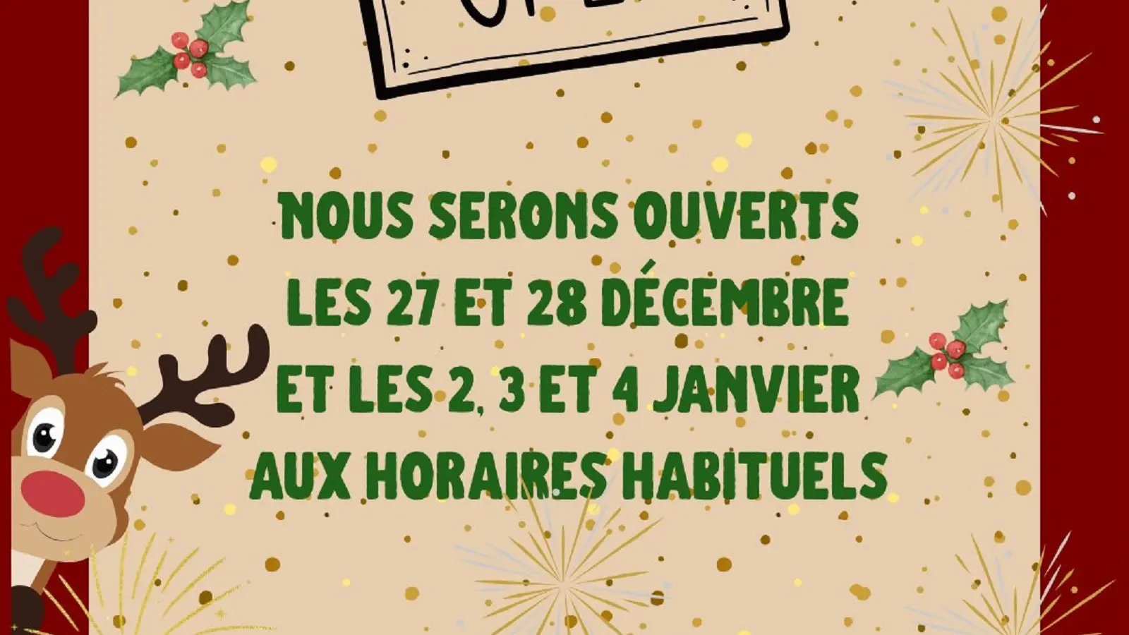 horaires fetes de fin d'année