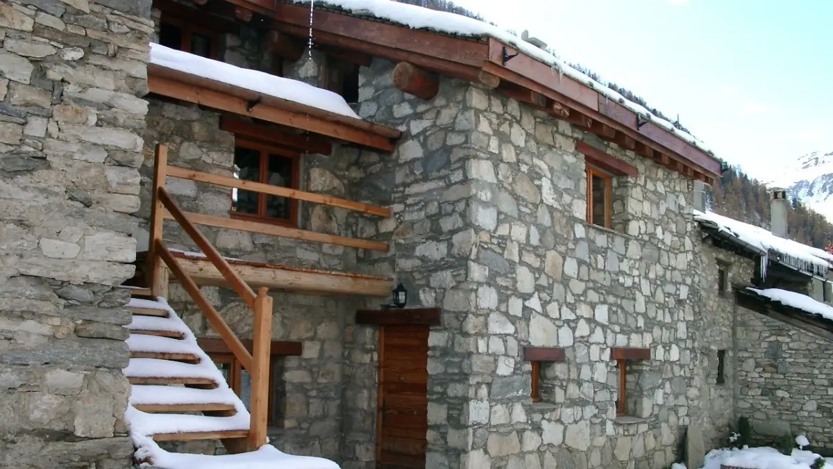 Devanture extérieure hiver - Chalet Rivollier Val d'Isère