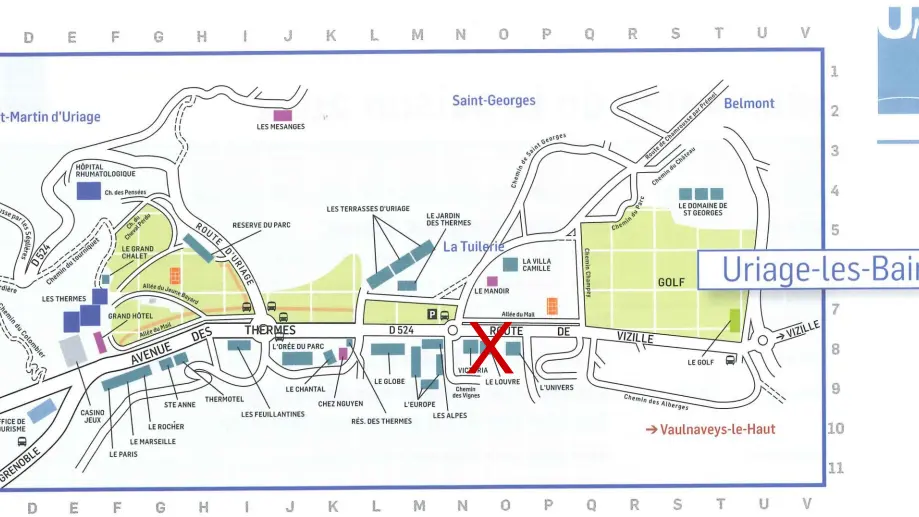 Plan d'Uriage avec la localisation de la suite.