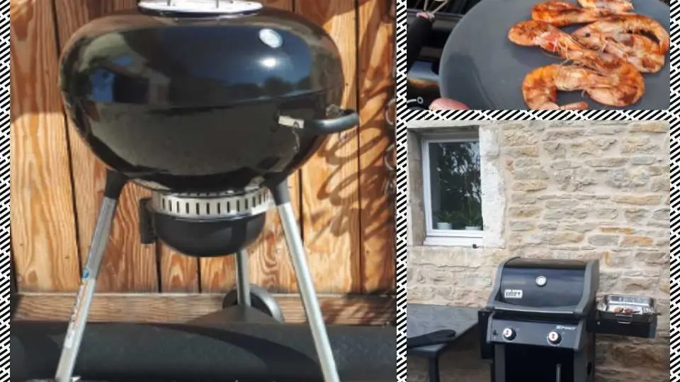 au choix, charbon ou Weber à gaz avec plancha
