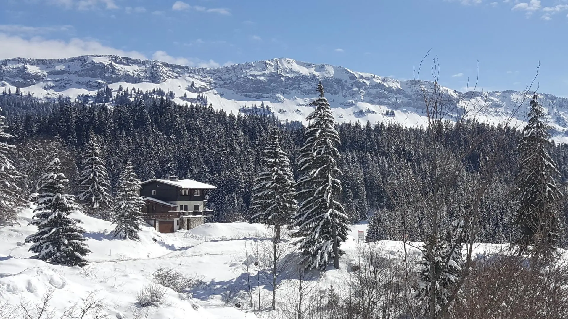 Le Chalet du Collet dans son paysage hivernal