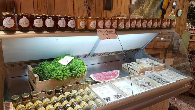 Stand de fromage du magasin dans la forêt