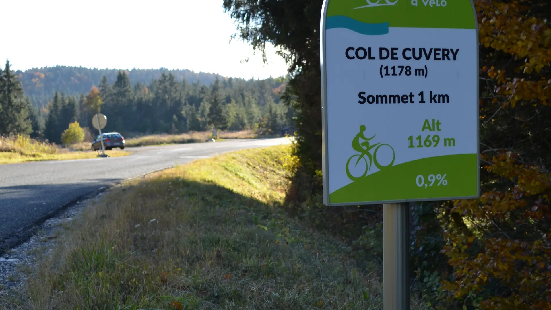 Borne kilométrique cyclo à Valserhône