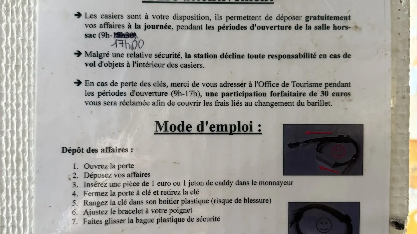 Mode d'emploi du casier