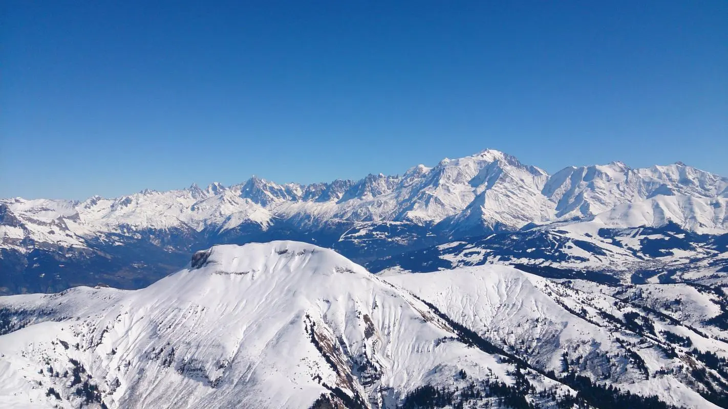 Vue sur le massif du Mont Blanc du col de Balme - La Clusaz