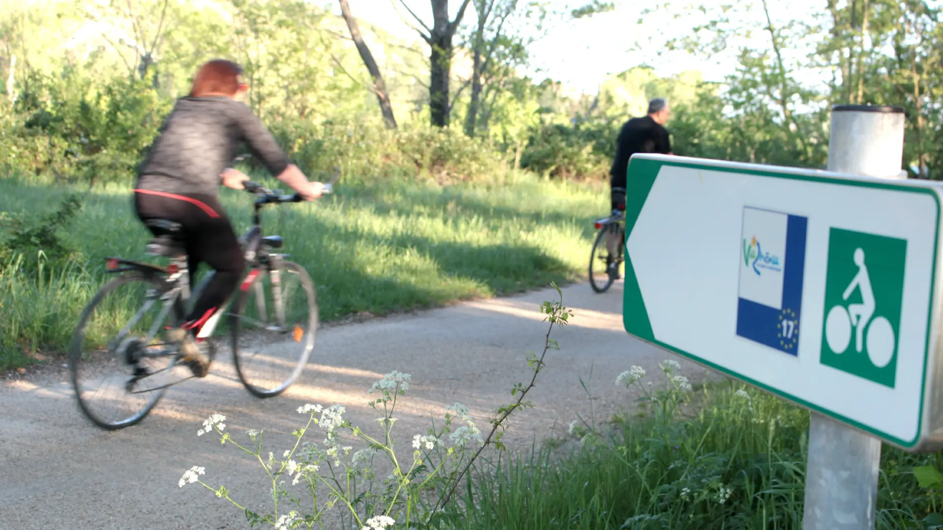 Personnes circulant en vélo sur la Viarhona
