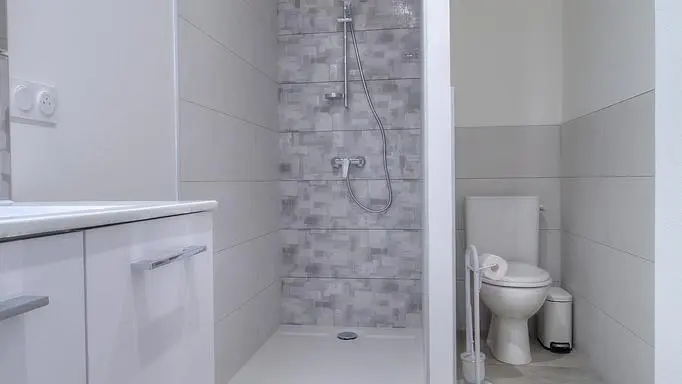 Salle d'eau avec WC intégré.