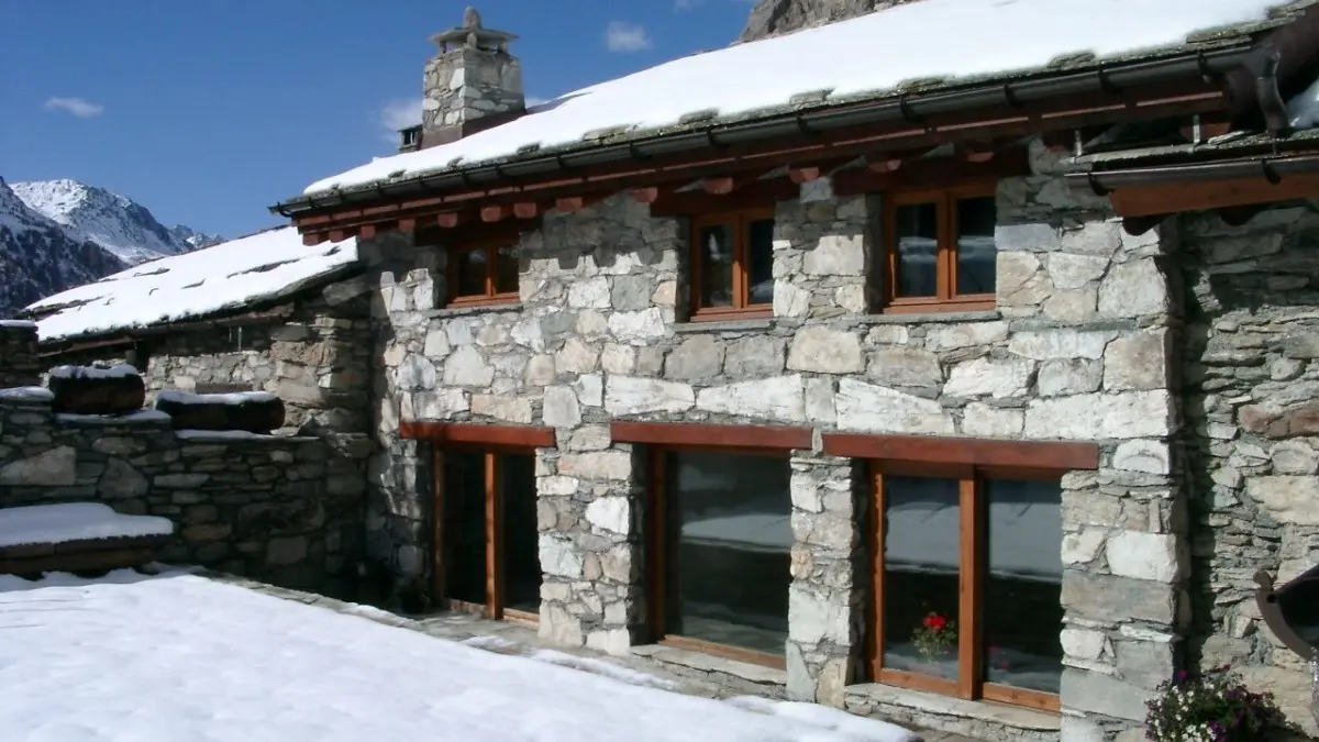 Devanture extérieure hiver - Chalet Rivollier Val d'Isère