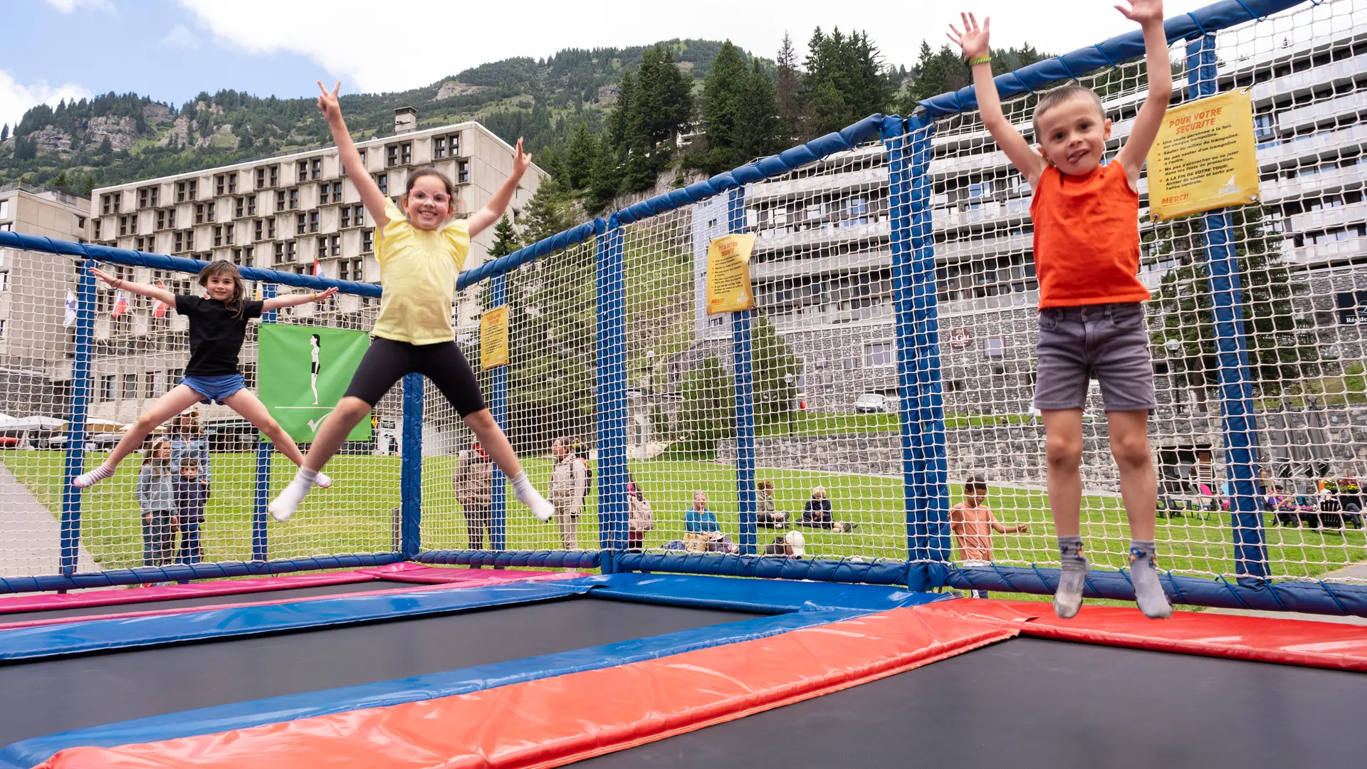 Children jumping at the same time