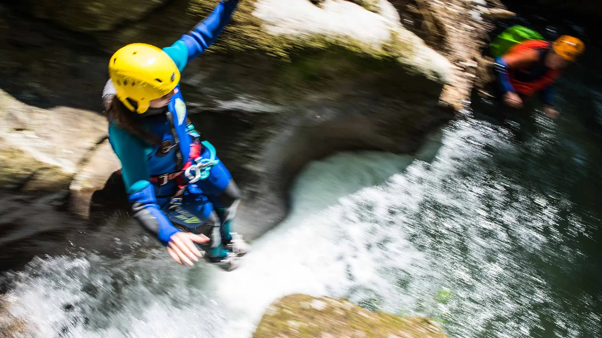 groupe dans une descente du canyon