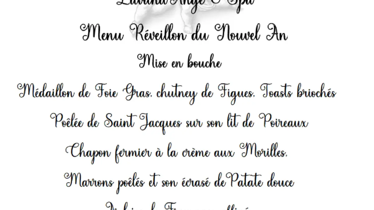 Menu du Réveillon