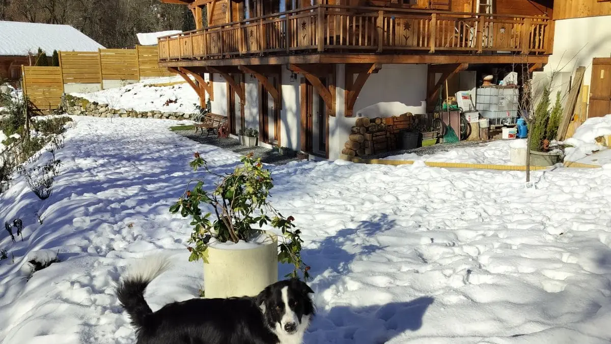 Chalet la valentine sous la neige