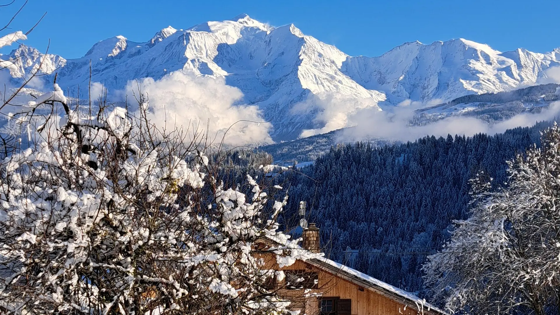 Vue Mont Blanc et sur les chalets