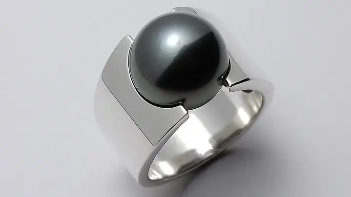 bague ADENA, argent et perle de Tahiti