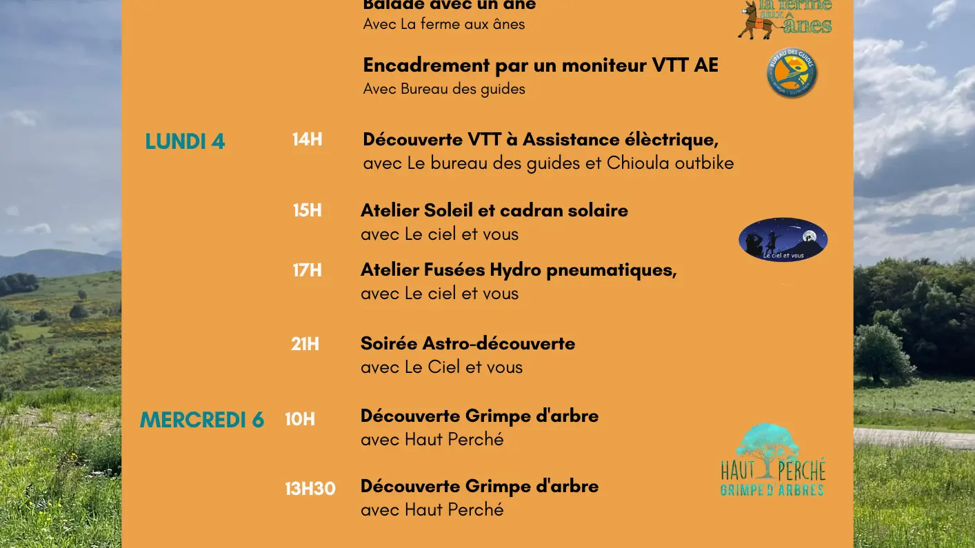 Programme du 2 au 8.08