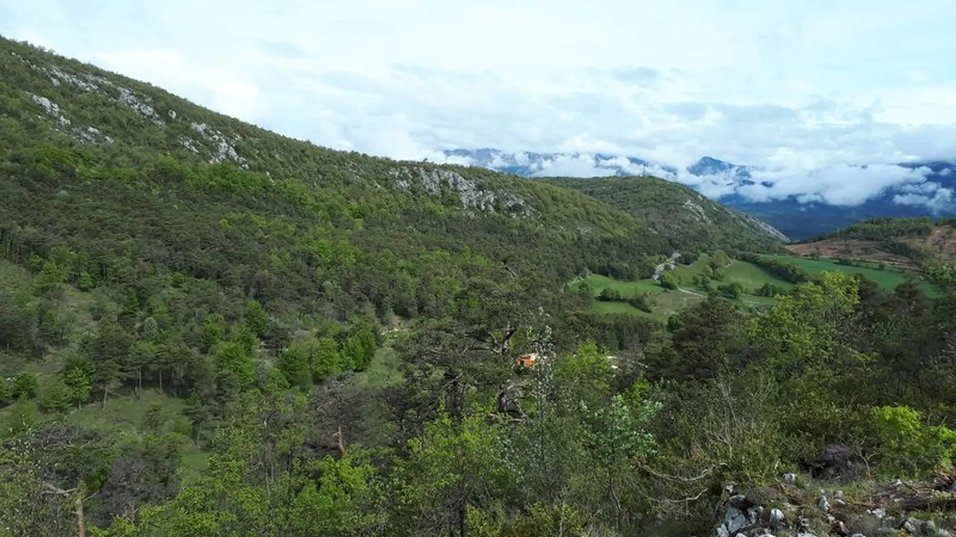 Panorama sur le Mont Lachens et les collines verdoyantes environnantes