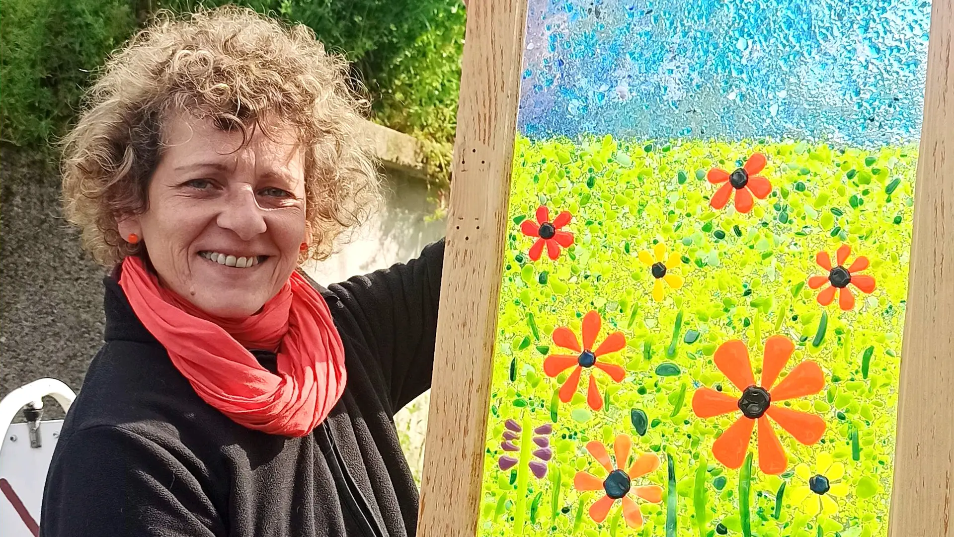 vitrail fusing champs fleuri