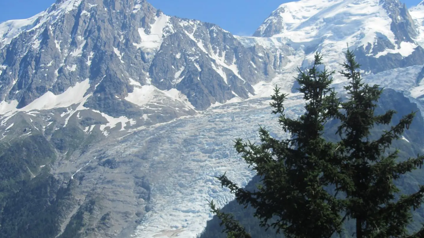 Photo touristique - Aiguille du midi/glacier des bossons/a droite mt blanc