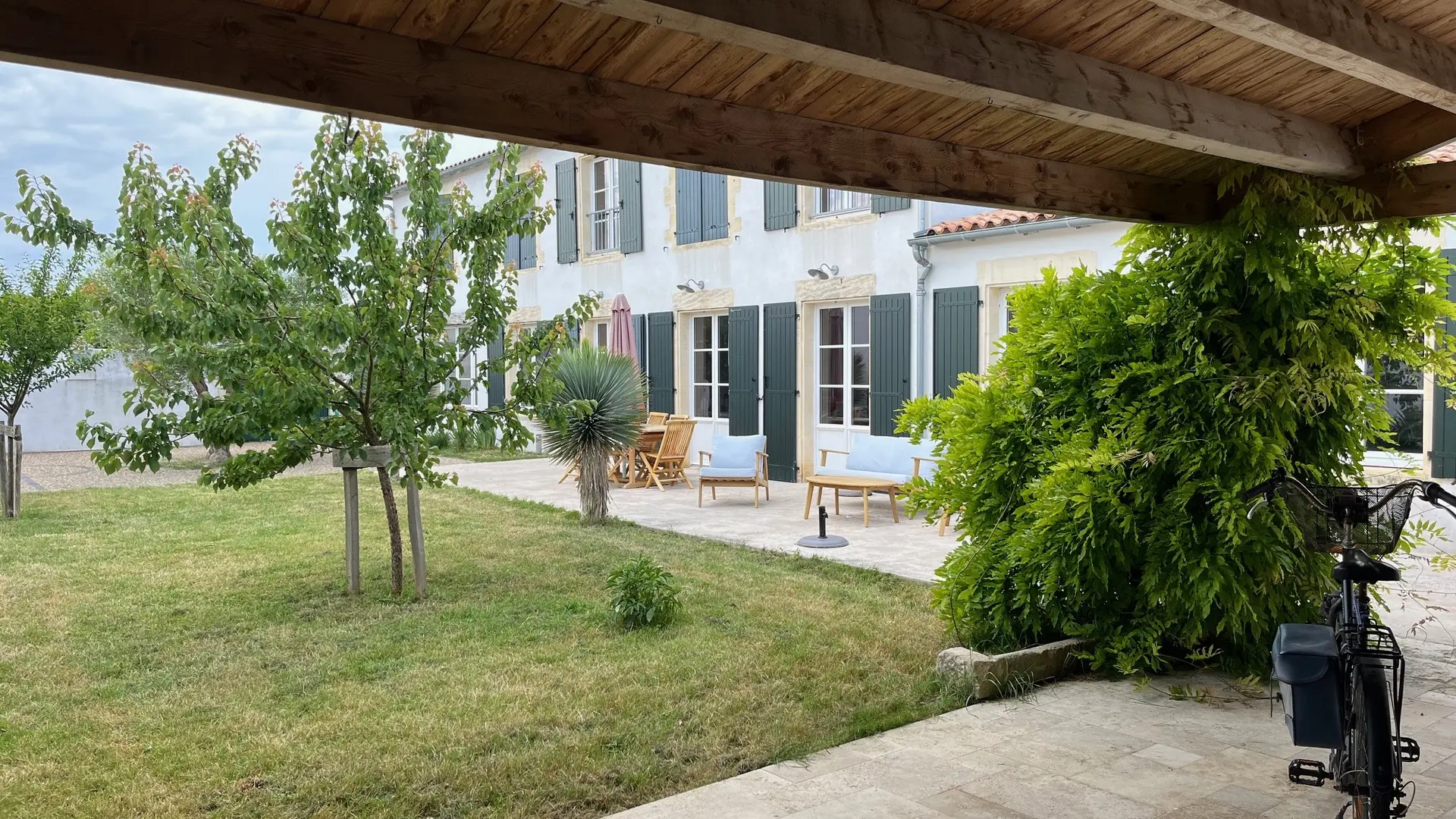 View of the house and garden from the pergola