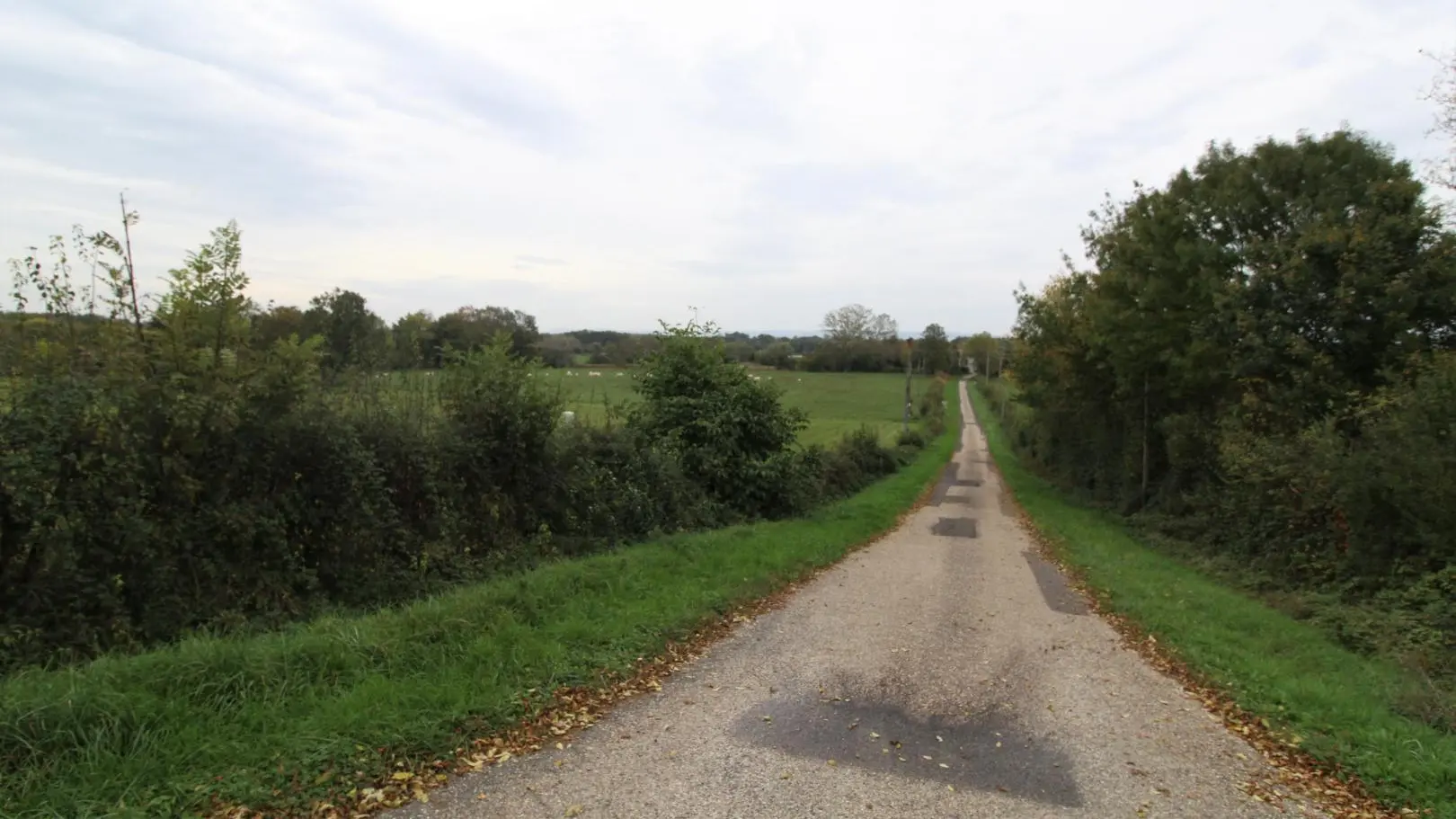 En quittant la départementale et en empruntant cette petite route de campagne, le moulin vous attend, au calme, au bord de la Reyssouze