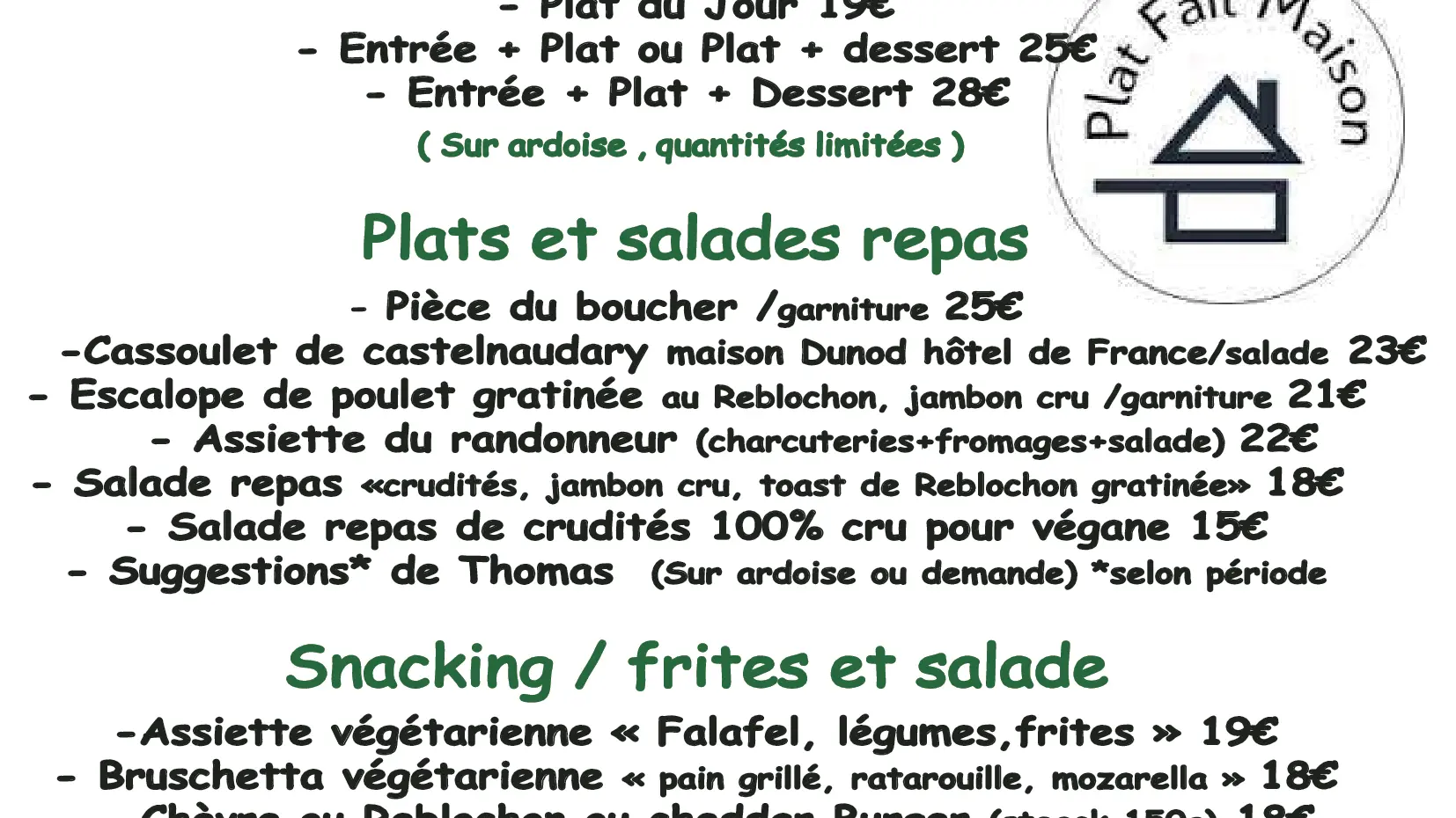 carte menu été