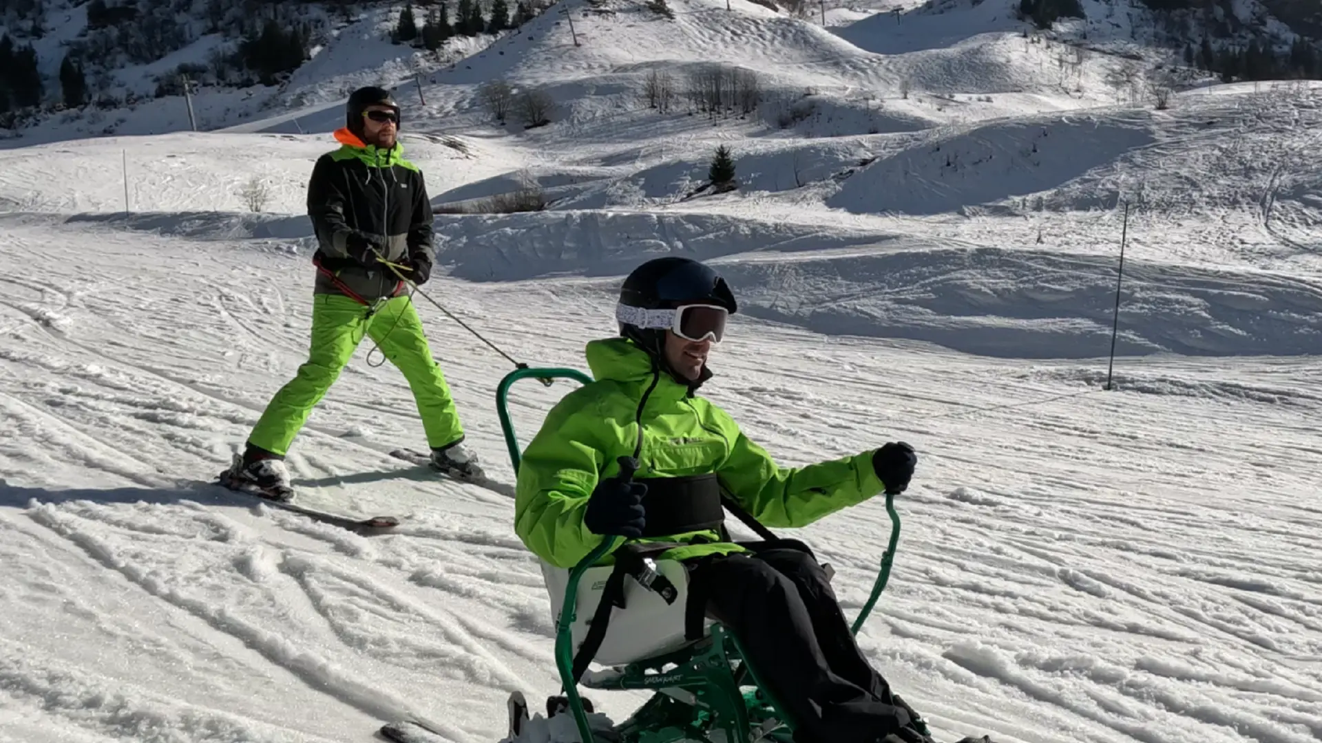 Kart ski sur les pistes du domaine skiable du Grand-Bornand