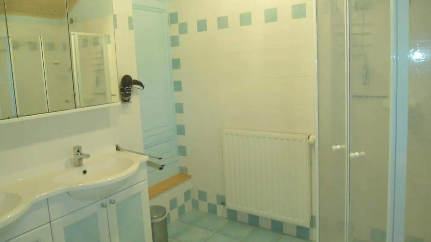 salle d'eau double vasques , sèche-cheveux