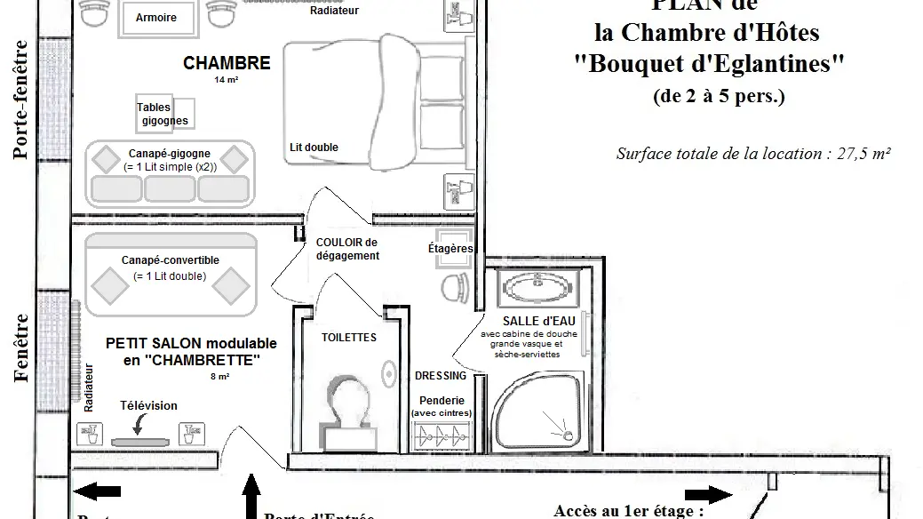 Plan Chambre Bouquet d'Eglantines