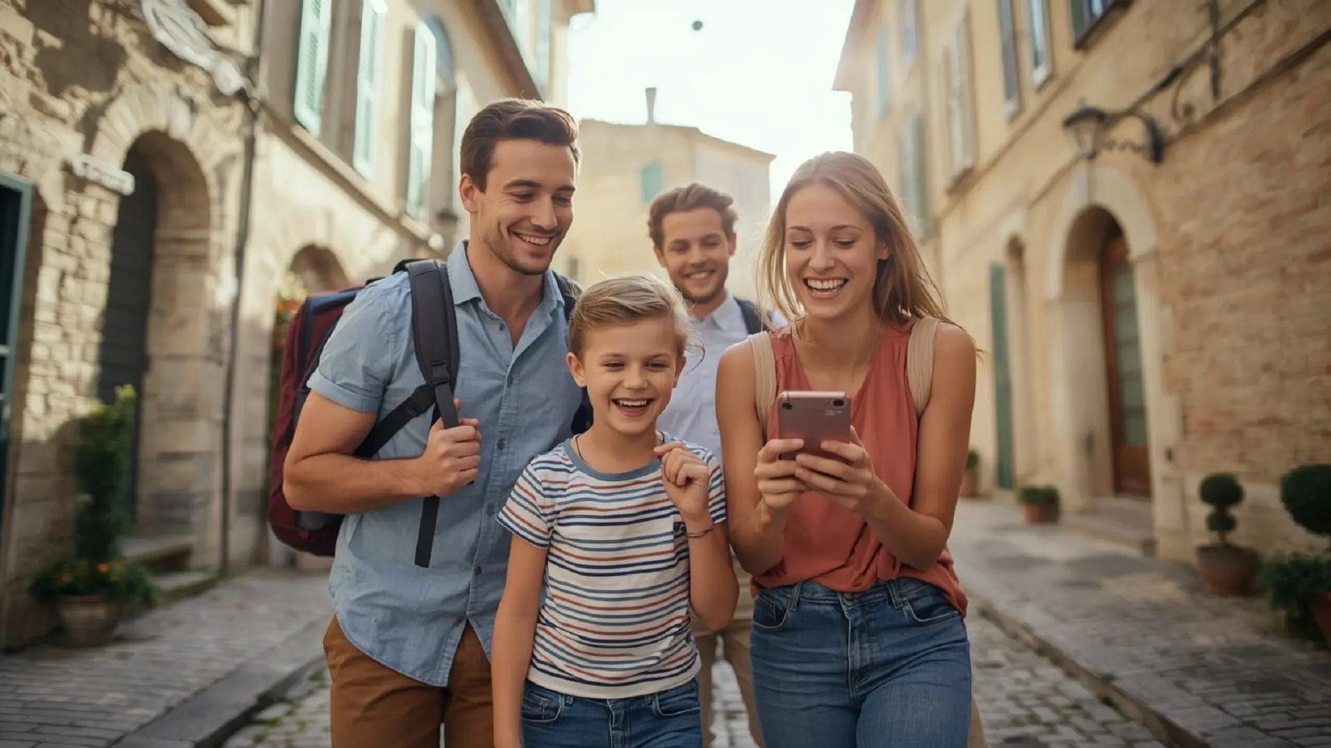 Une famille qui joue à Trésor d'histoired e ville en ville