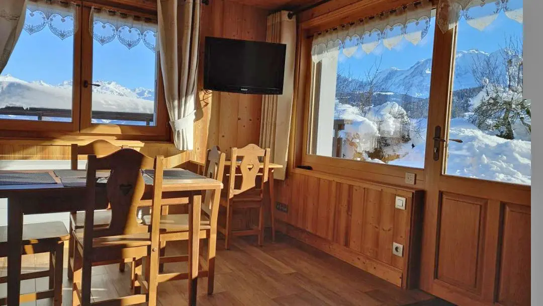 Séjour. Vue sur le Mont-Blanc et les Aiguilles de Warens