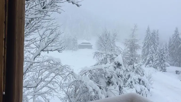 Balcon du chalet en Janvier