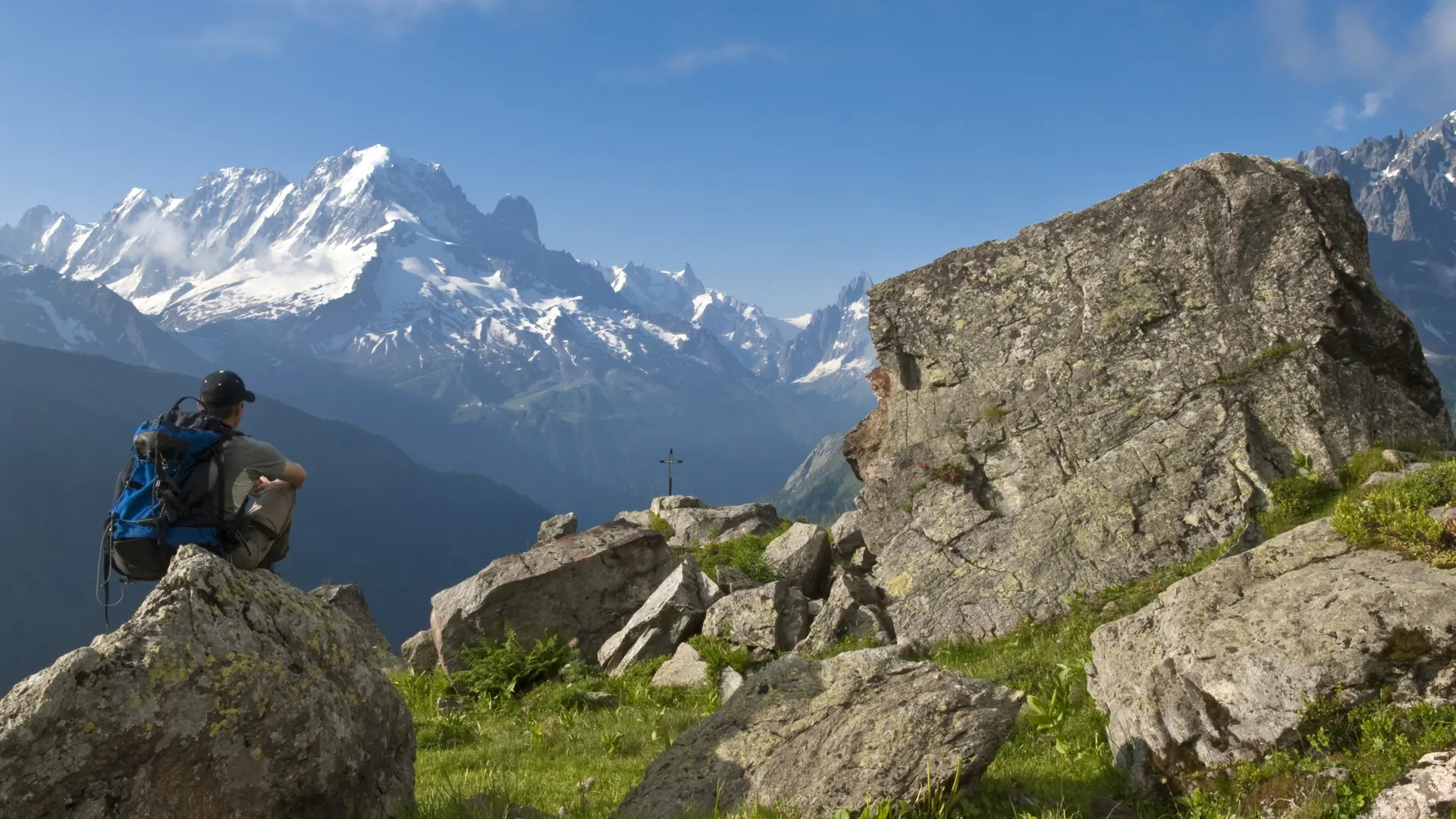 Panorama avec un randonneurs