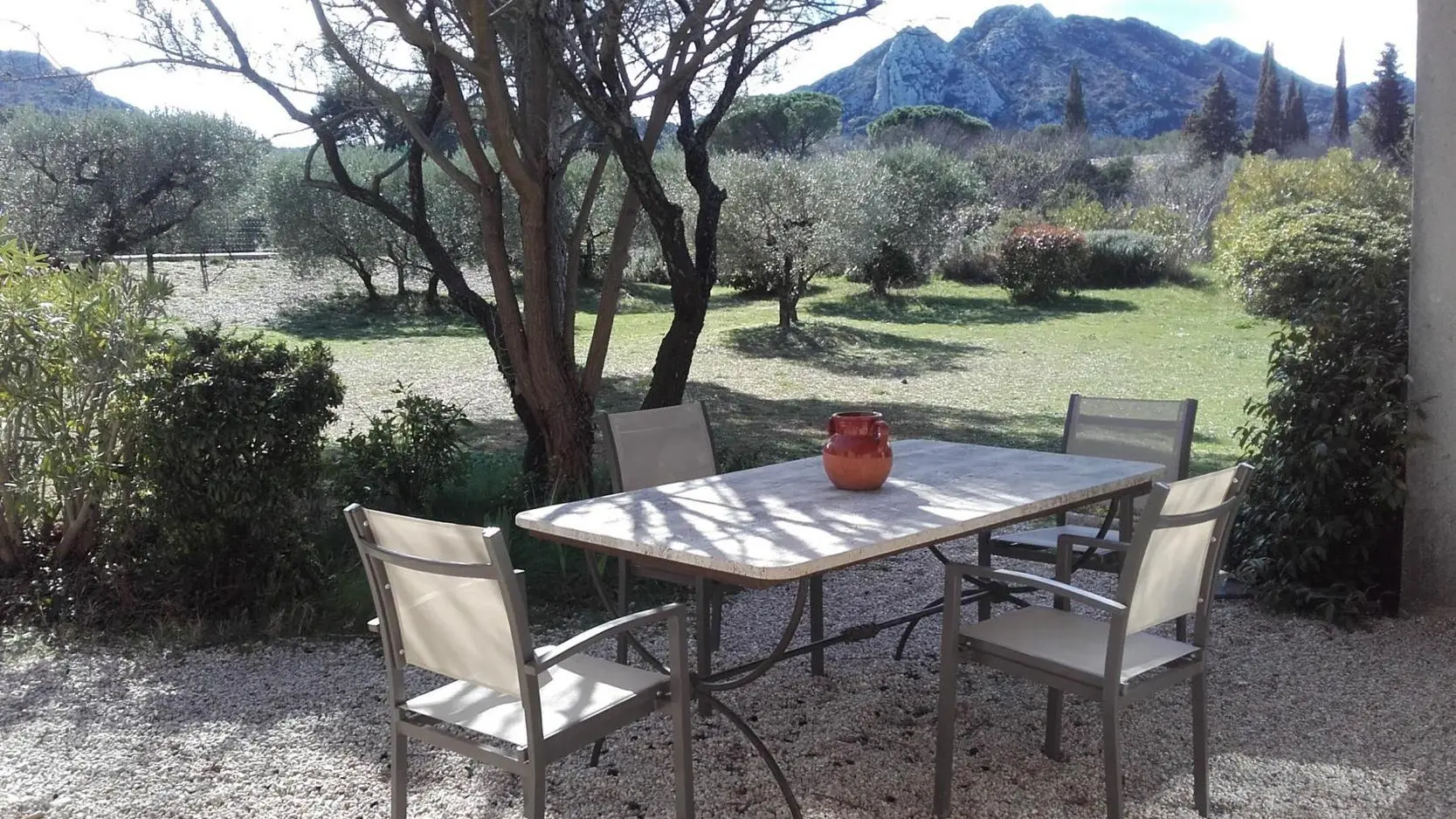 Terrasse et vue sur les Alpilles