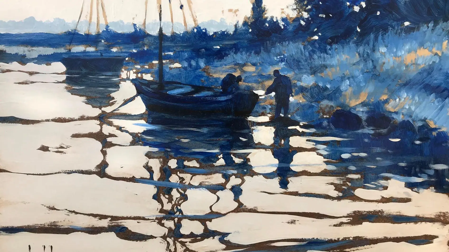 Œuvre avec embarcations