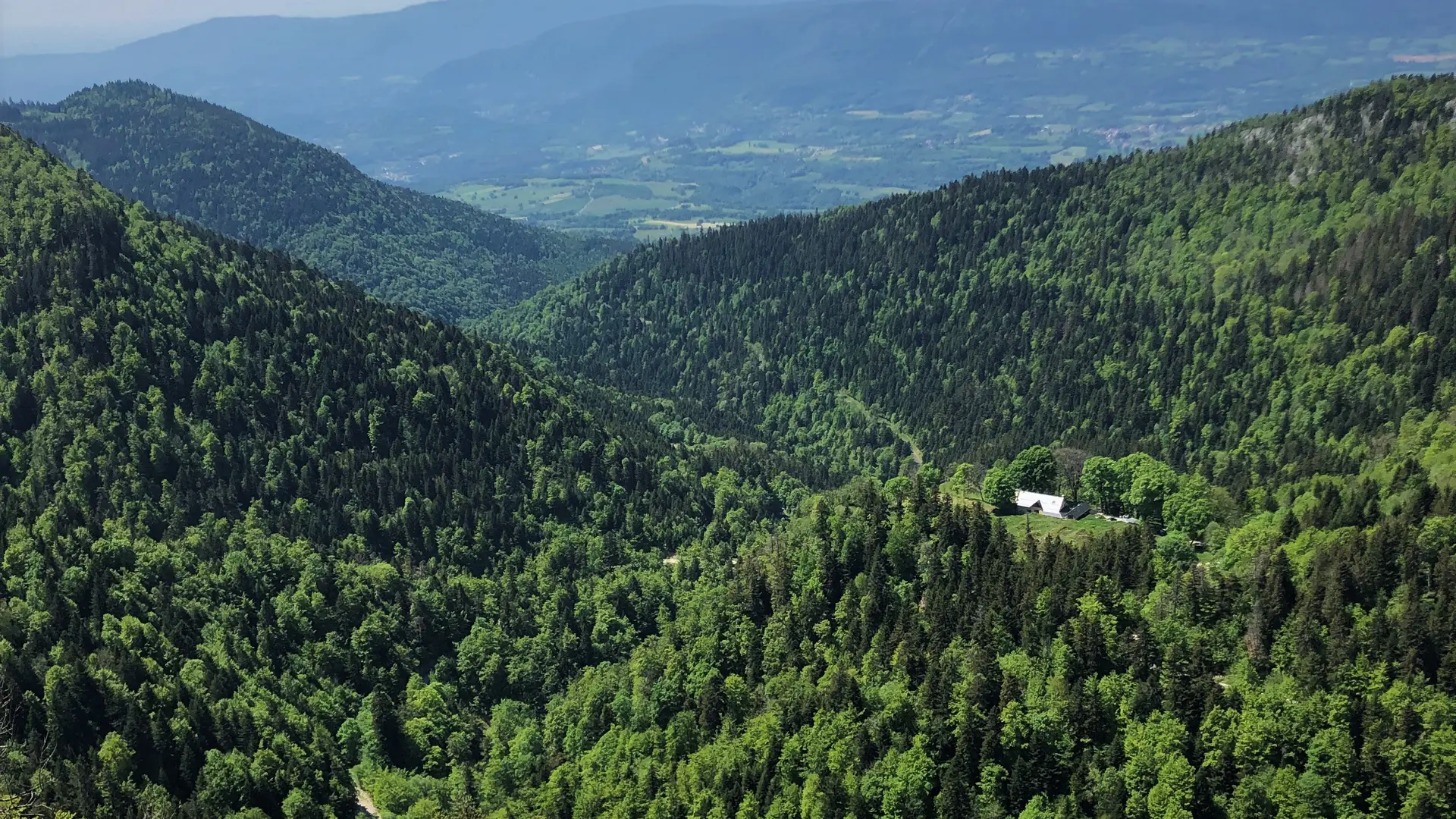 Vue sur Arvière et le Valromey depuis les Crêtes de Sur Lyand
