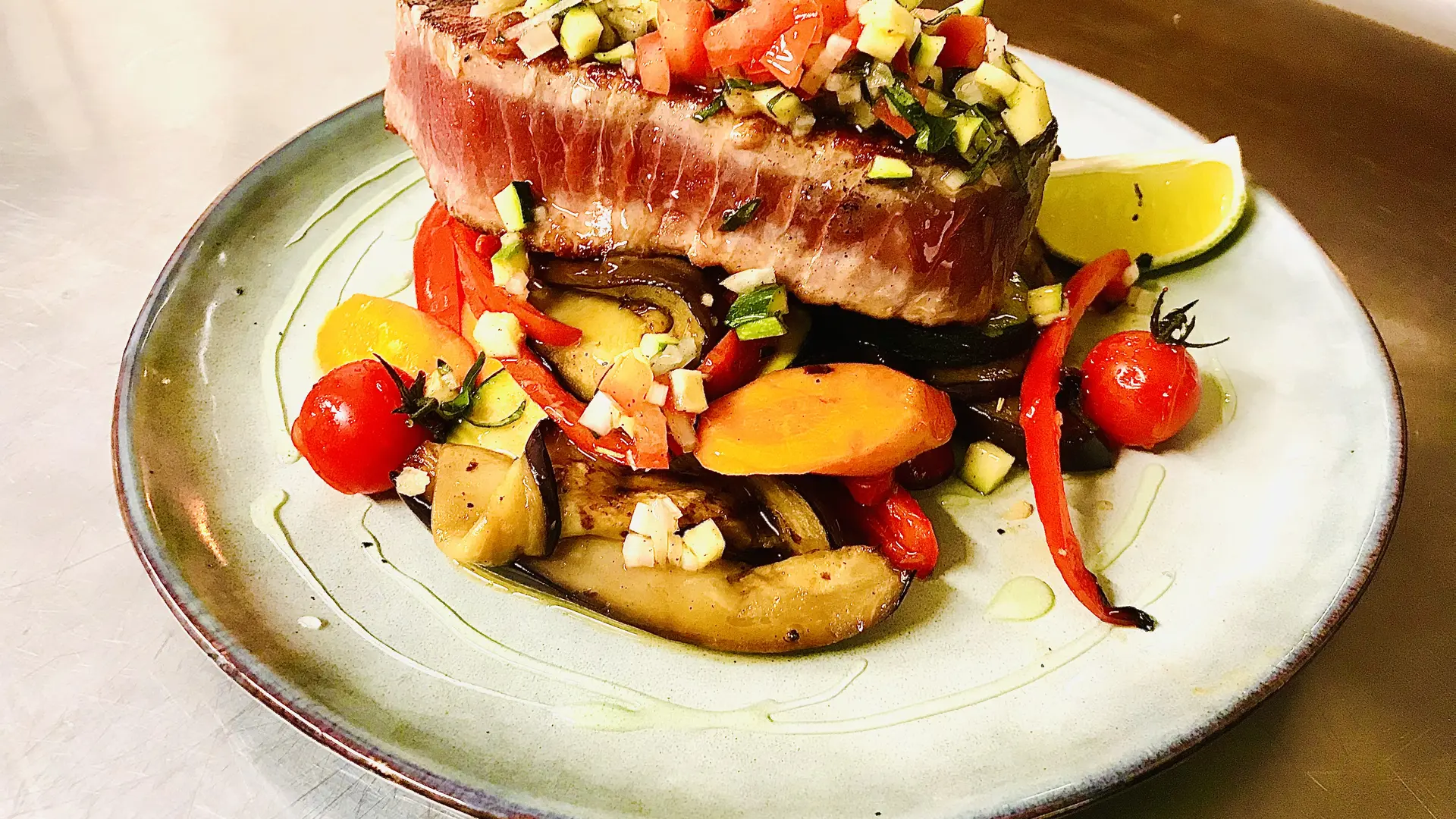 Pavé de bœuf et ses légumes