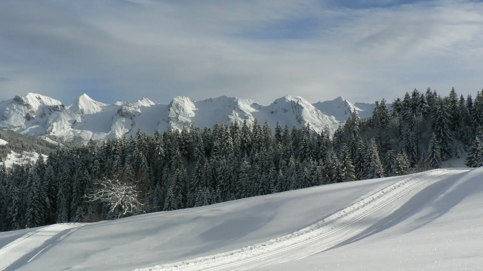 Itinéraire raquette 26 - vue Chaine Aravis