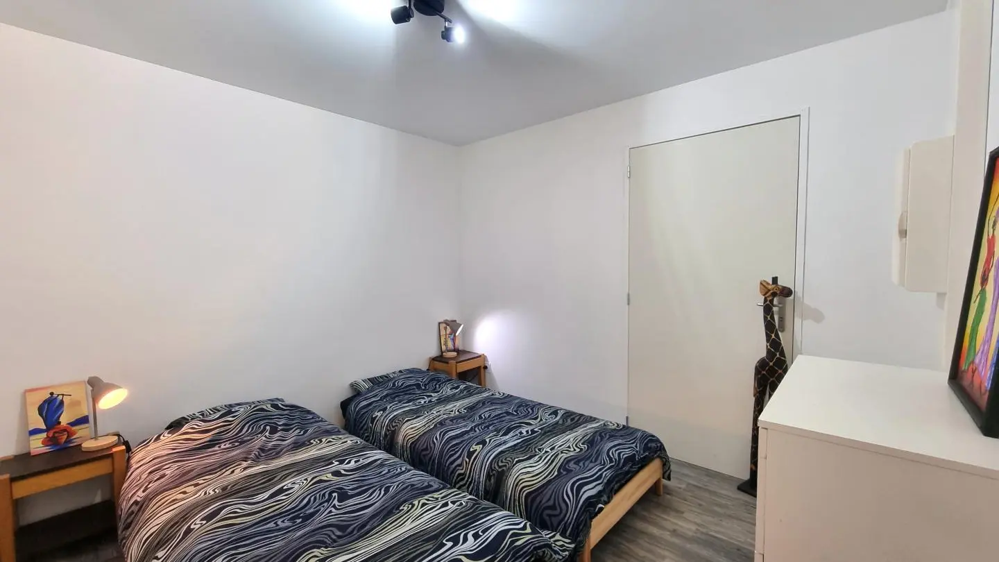 Alcôve aménagée en pièce de nuit : un lit  modulable en deux lits 80 (à la demande).