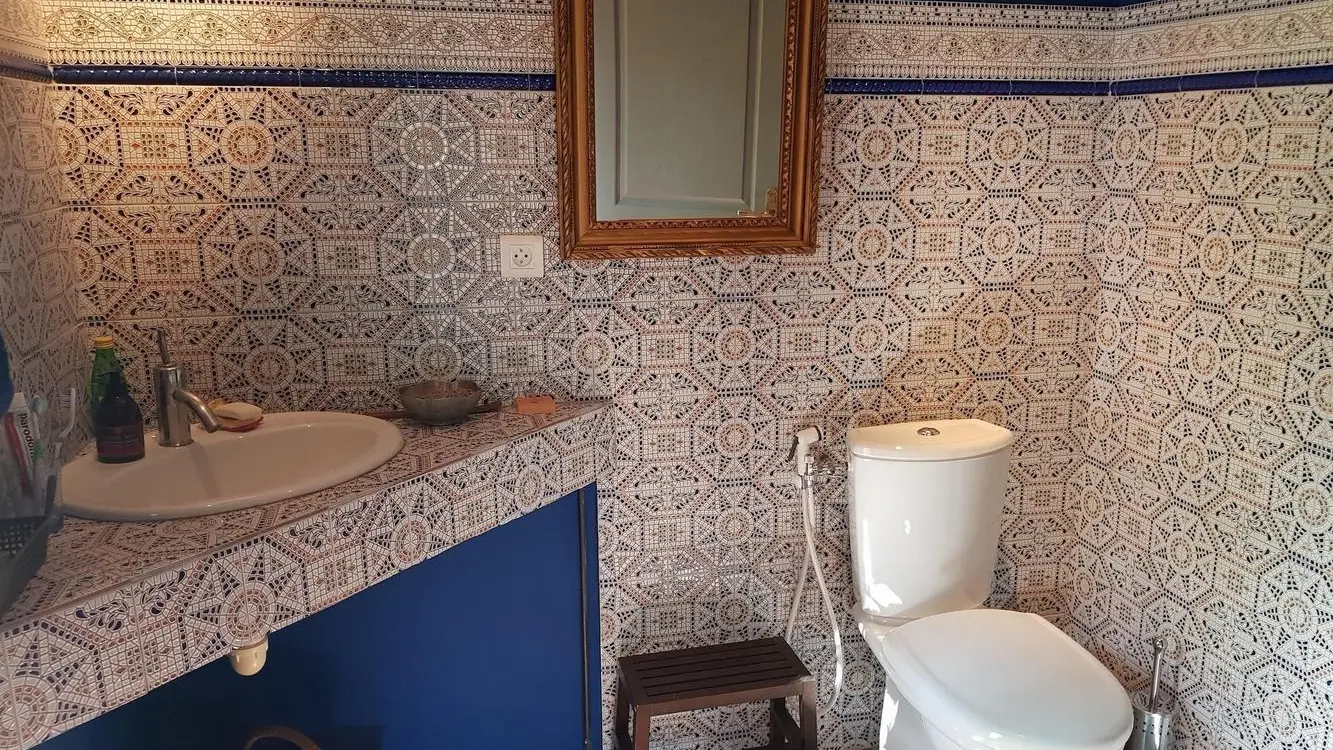 Salle d'eau du rdc avec grande douche à l'italienne et wc