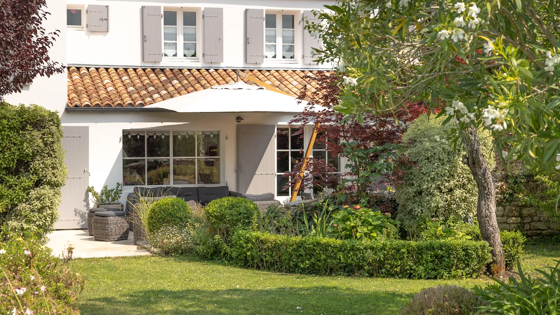 Blick auf das Haus vom Garten aus