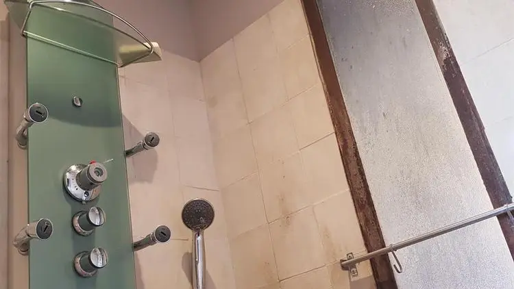 Salle de bain avec baignoire, douche à l'italienne et wc