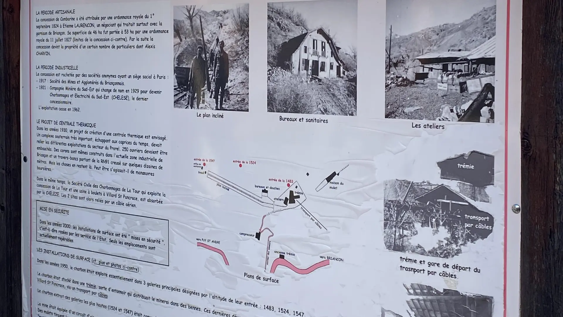 Panneau La mine de Combarine : Histoire