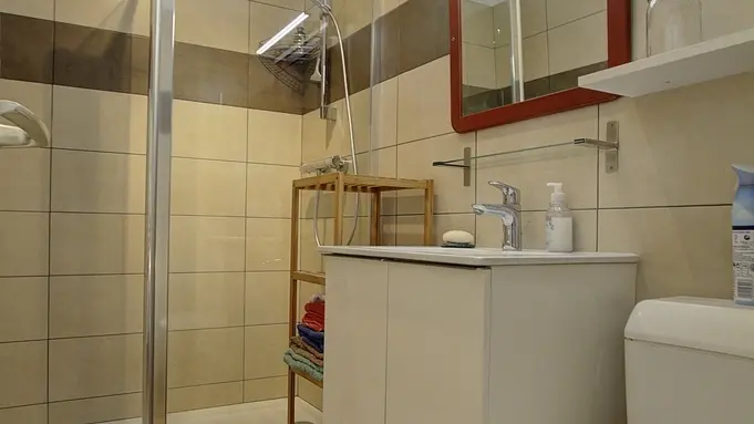 Salle d'eau avec WC intégré.