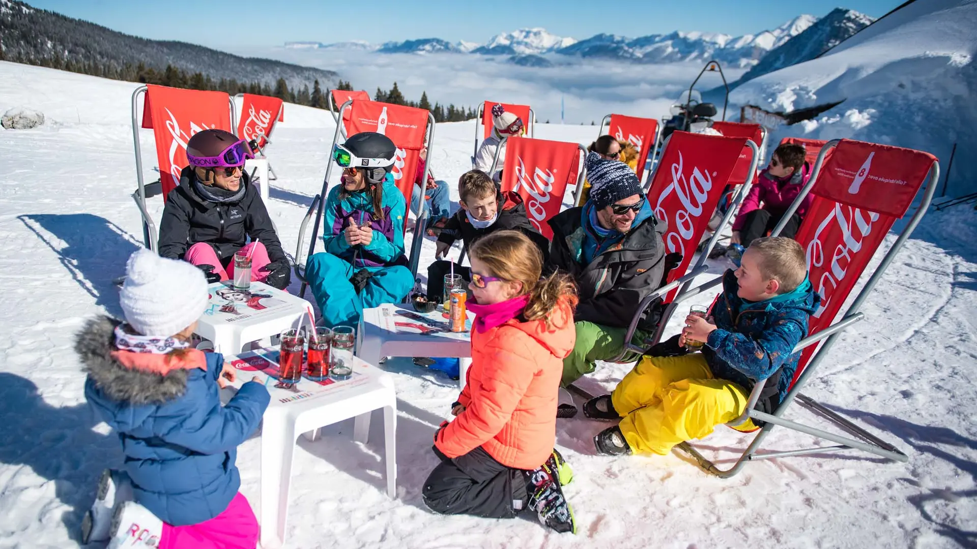 Sur la terrasse après le ski