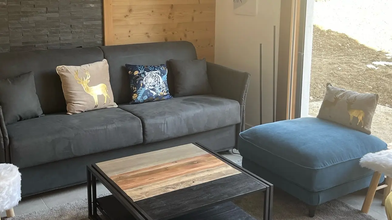 Cottage alpin : coin salon
