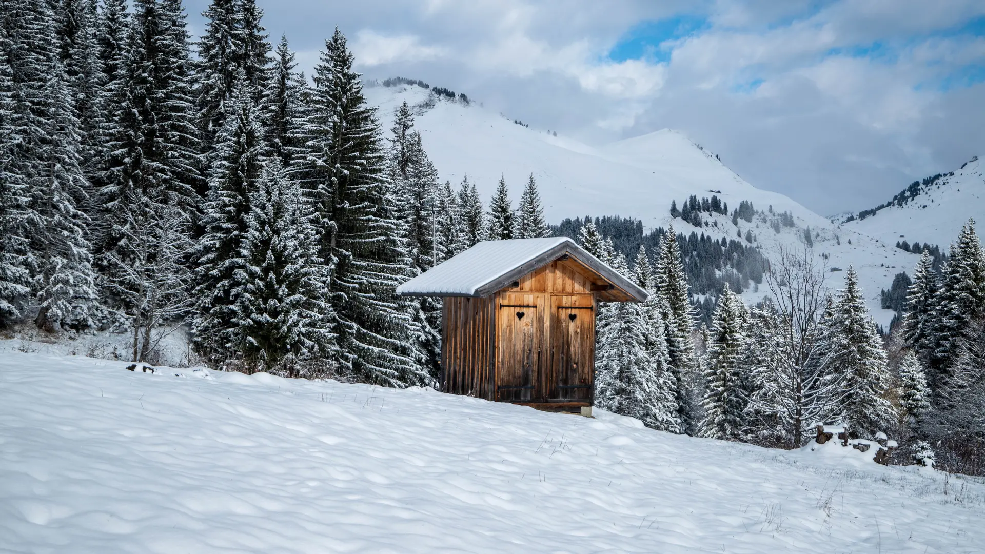chalet et neige