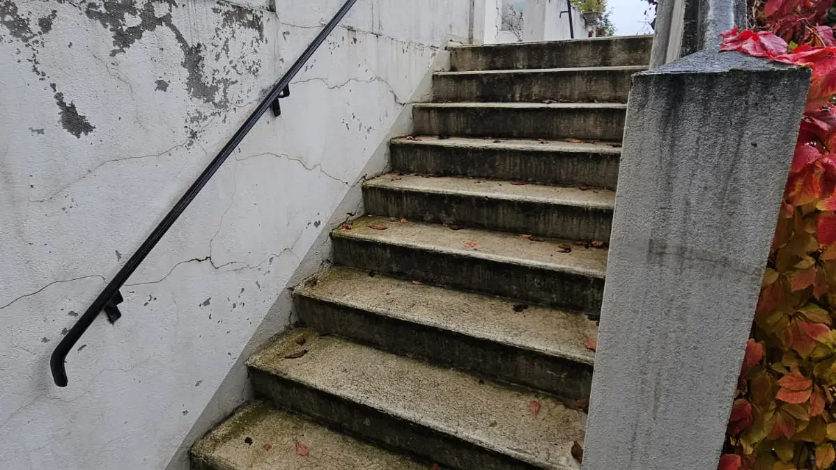 Escalier menant au RDC surélevé