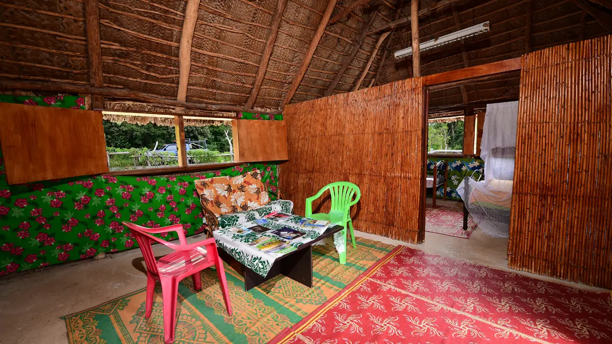 Thatched hut interior