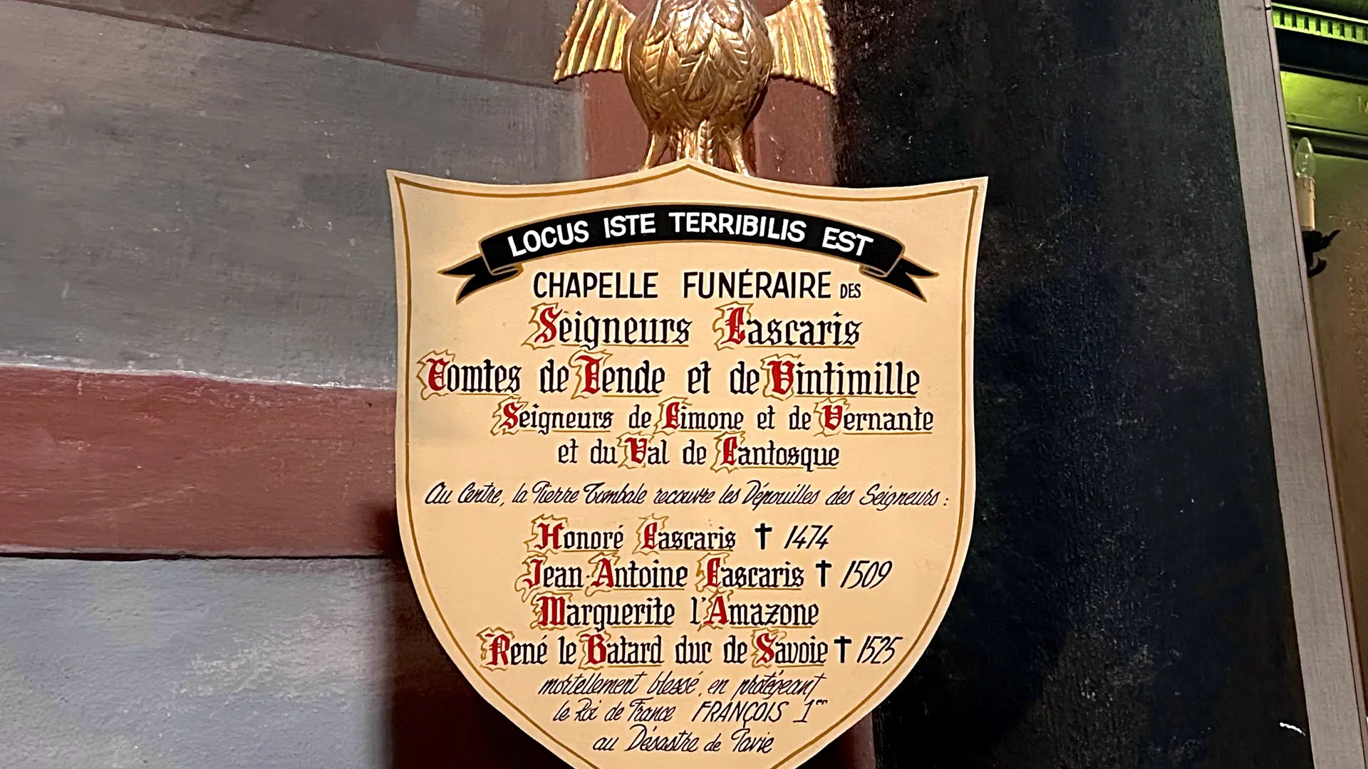 Plaque chapelle funéraire