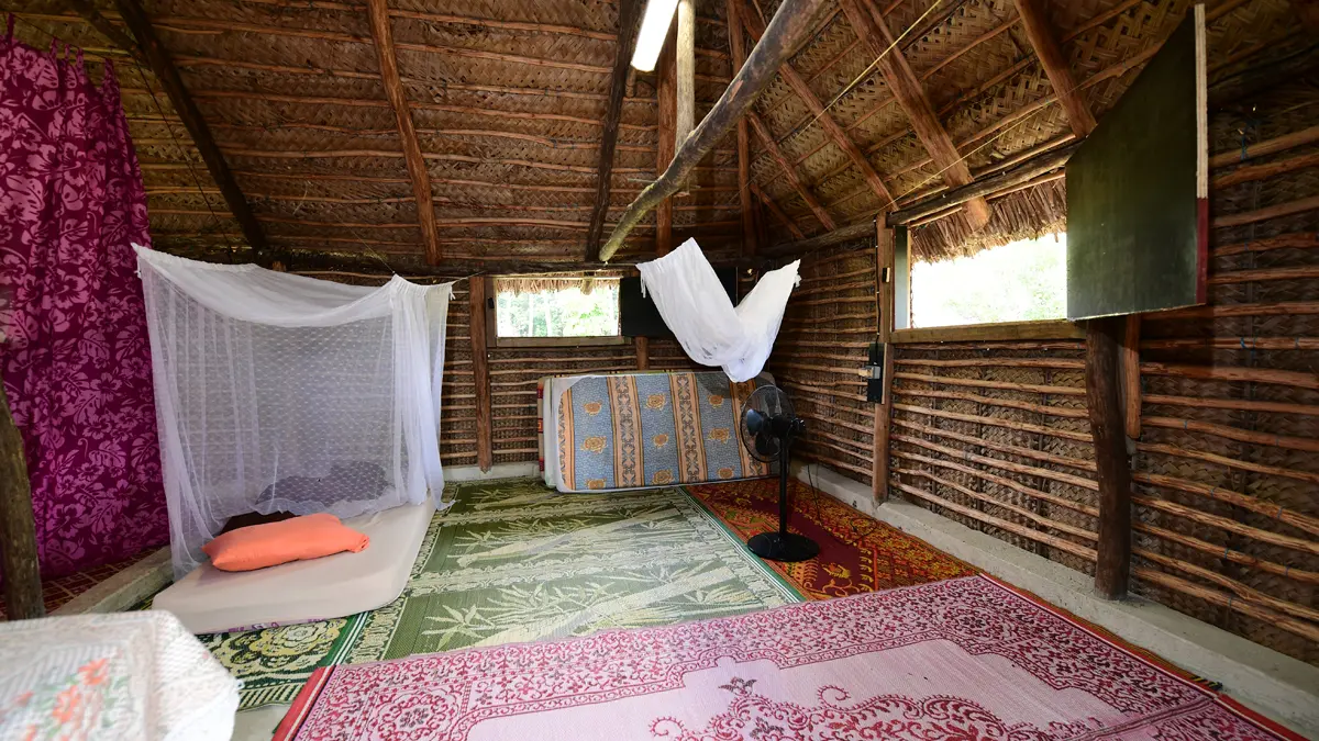 Thatched hut interior